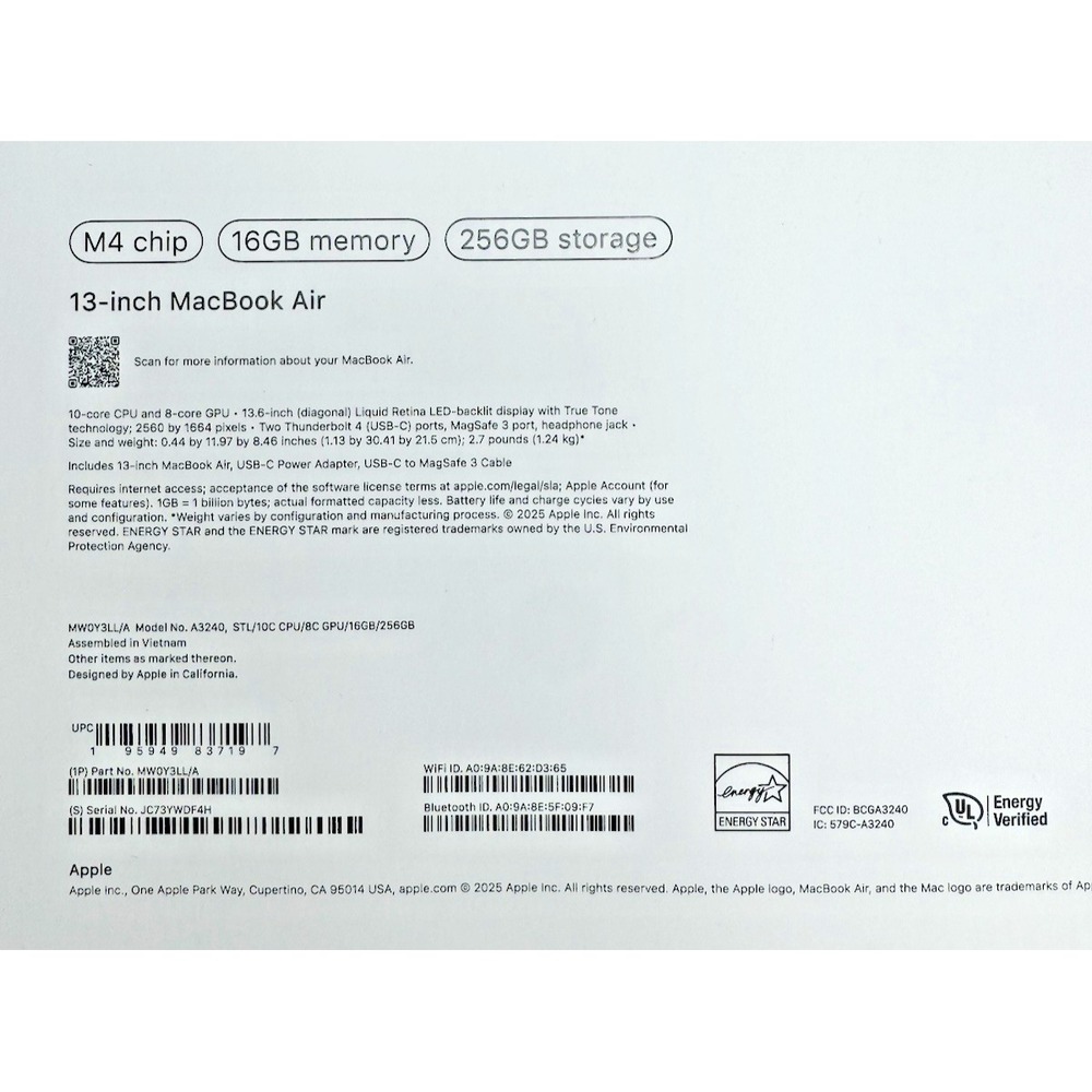 Apple MacBook Air 13" M4 Chip Box Only | Original‎ Packaging, No Laptop Included